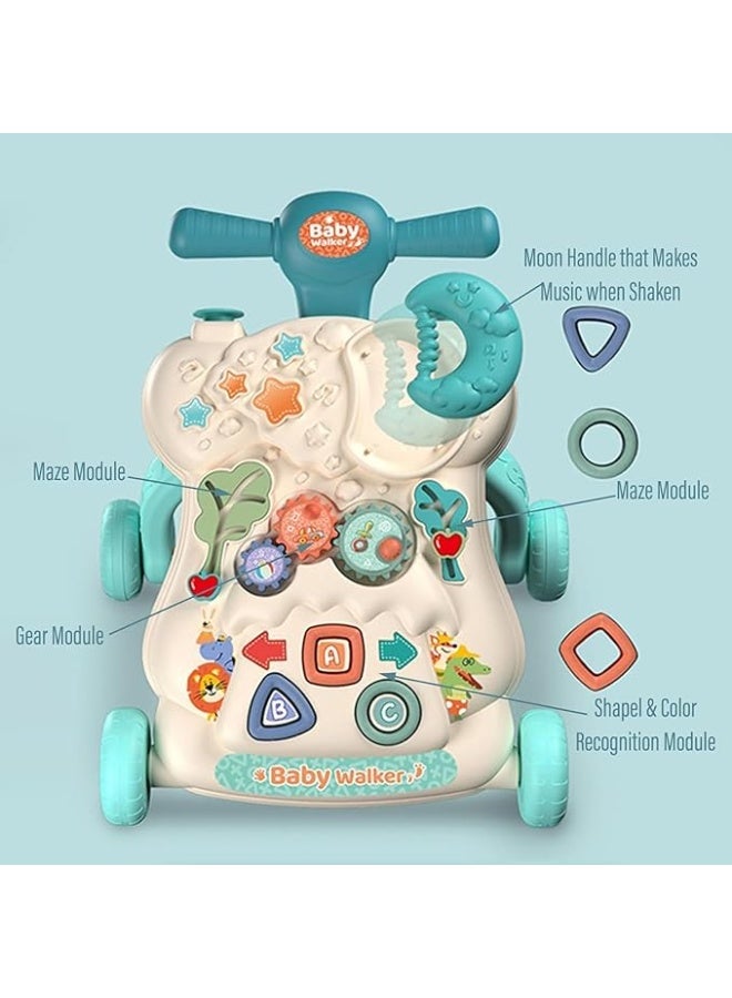 أجريون 3 في 1 مشاية أطفال 3 في 1 للبنات والأولاد مشاية للجلوس والوقوف، مركز أنشطة تعليمية مع لوحة لعب قابلة للإزالة تصميم ألعاب مشي للأطفال الرضع والبنات (أخضر) - Image 5